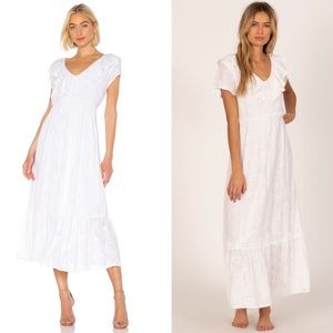 Amuse Society Revolve Tropical Morning Ruffle Top Midi Dress White XS NWT